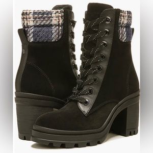 VERONICA BEARD Westport Water Resistant Hiking Boots Black Leather Heeled